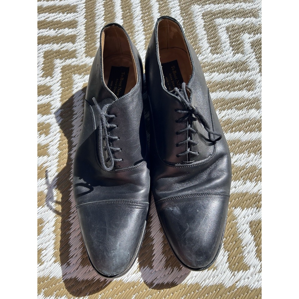 TO BOOT NEW YORK Black Dress Shoes PLAIN TOE OXFORD Adam Derrick Sz 10.5 Italy